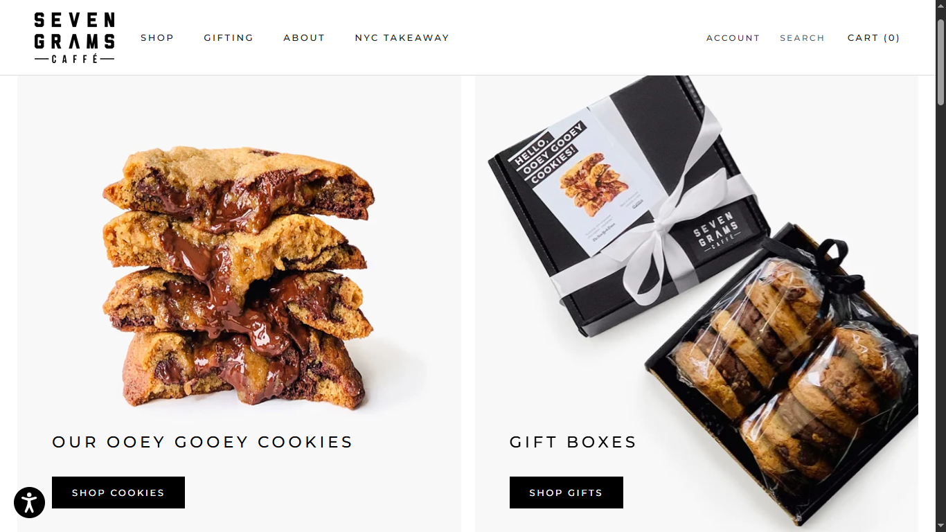 Seven Grams Caffe website built on Wix